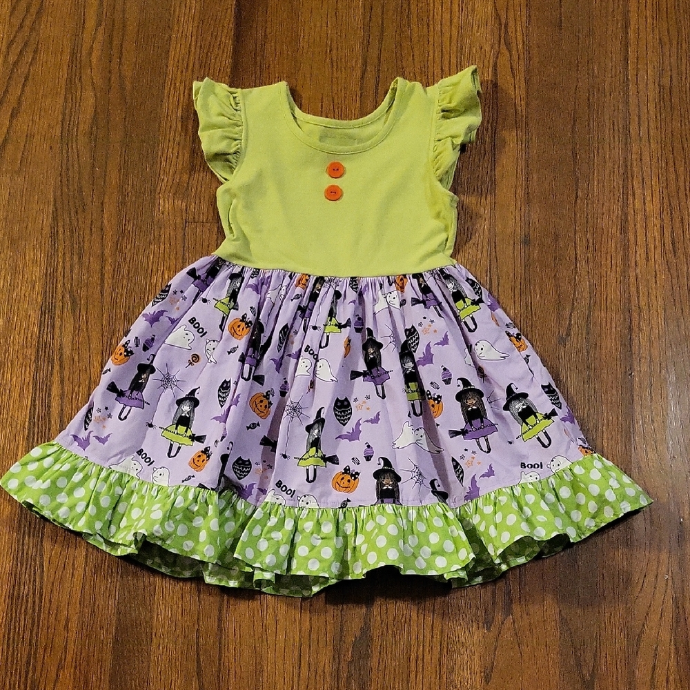 Eleanor Rose Lime and Lavender Halloween Themed Dress